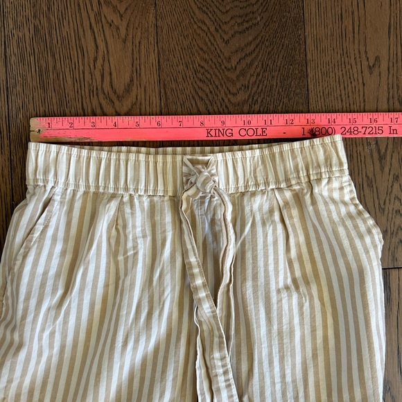 ZARA High Waisted, Tie Sash, Crop Striped Pants | Color: Tan / White | Size: S - Picture 8 of 10